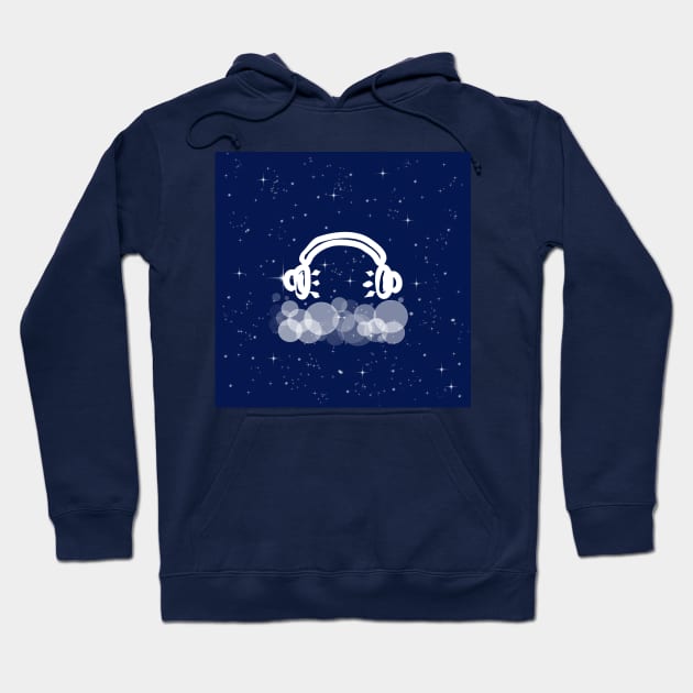 Headphones, accessory, music, sound, hearing, technology, light, universe, cosmos, galaxy, shine, concept Hoodie by grafinya